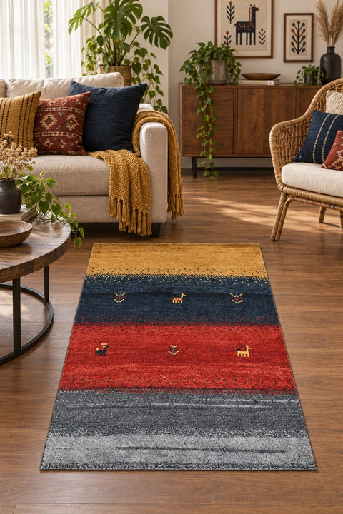 Printed Decorative Kitchen Rug in a living room