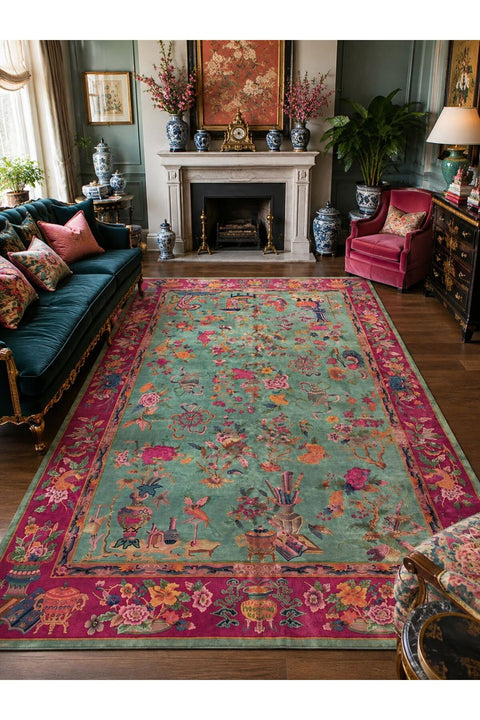 Printed Decorative Kitchen Rug in a living room