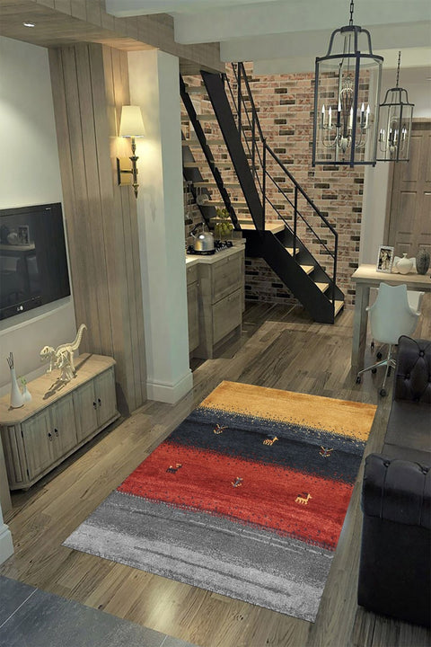 Printed Decorative Kitchen Rug in a living room