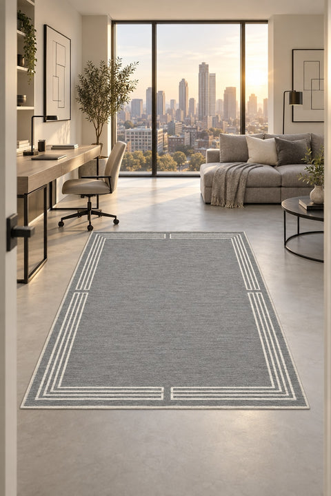 Printed Modern Area Rug in a office
