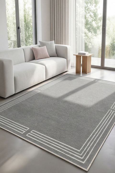 Printed Modern Area Rug in a living room