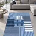 Printed Modern Area Rug – Blue in a living room