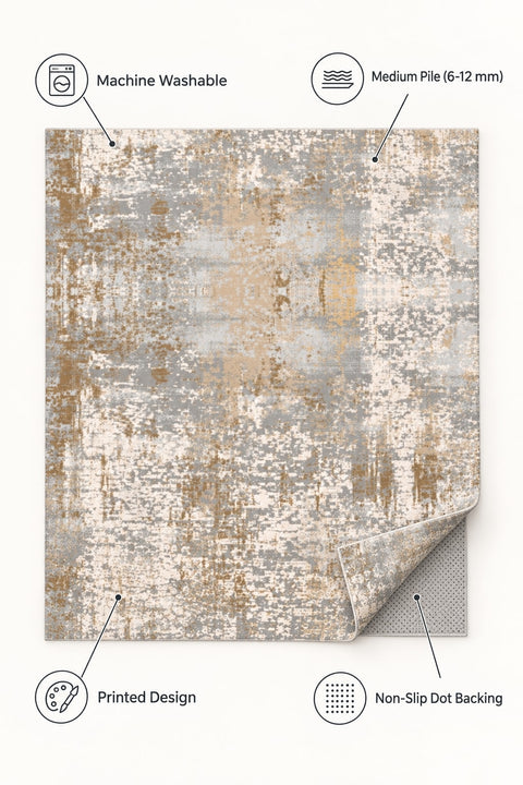 Printed Modern Area Rug – Blue – features