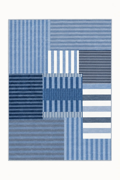 Printed Modern Area Rug – Blue