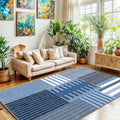 Printed Modern Area Rug – Blue in a living room
