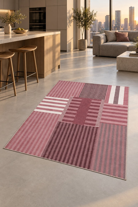 Printed Modern Area Rug – Blush in a kitchen