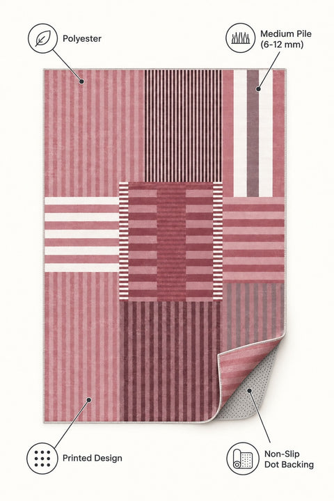 Printed Modern Area Rug – Blush – features