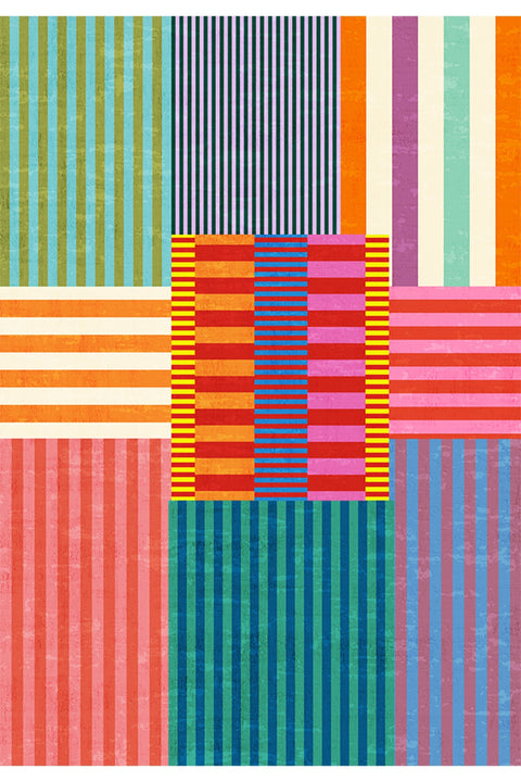 Printed Modern Area Rug – Multicolor