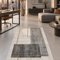 Printed Modern Area Rug – White & Gray in a office