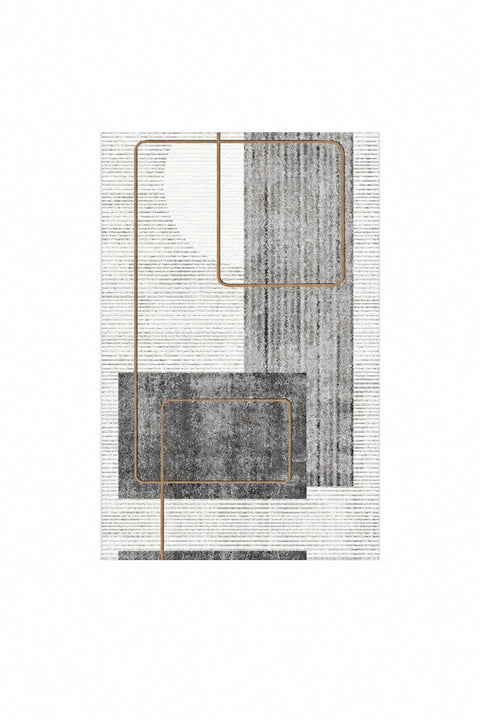 Printed Modern Area Rug – White & Gray