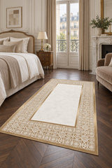 Printed Modern Kitchen Rug in a bedroom