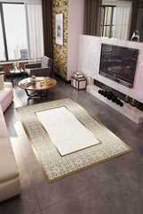 Printed Modern Kitchen Rug in a living room