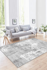 Printed Modern Kitchen Rug – Gray in a living room