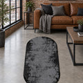 Printed Modern Oval Area Rug in a living room
