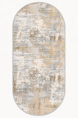 Printed Modern Oval Kitchen Rug – Beige