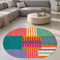 Printed Modern Oval Rug – Multicolor in a living room