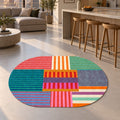 Printed Modern Oval Rug – Multicolor in a kitchen