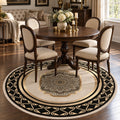 Printed Modern Round Area Rug in a dining room