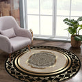 Printed Modern Round Area Rug in a living room