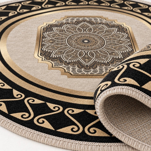 Printed Modern Round Area Rug – texture close-up