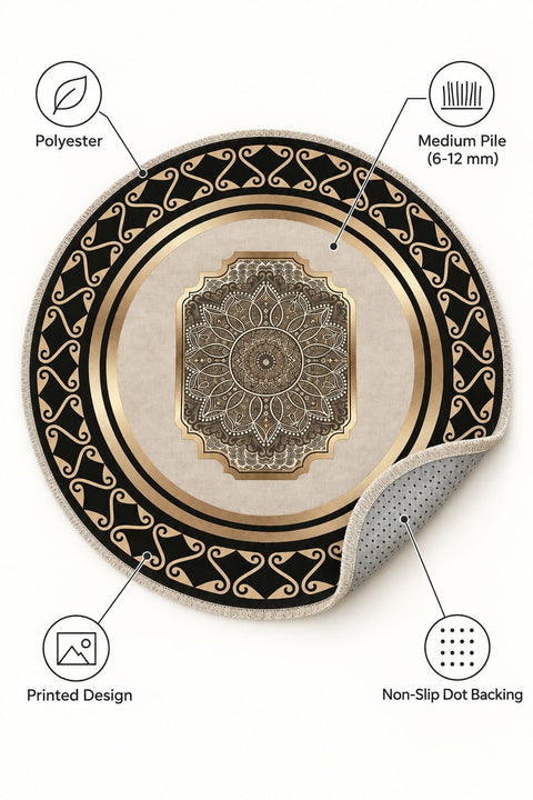 Printed Modern Round Area Rug – features
