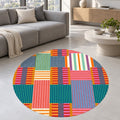 Printed Modern Round Rug – Multicolor in a living room