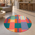 Printed Modern Round Rug – Multicolor in a kitchen