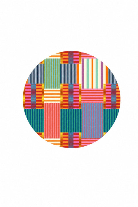 Printed Modern Round Rug – Multicolor