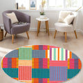 Printed Modern Round Rug – Multicolor in a living room