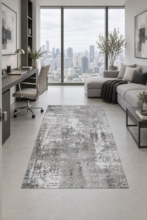Printed Modern Square Area Rug – Gray in a office