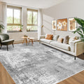 Printed Modern Square Area Rug – Gray in a living room