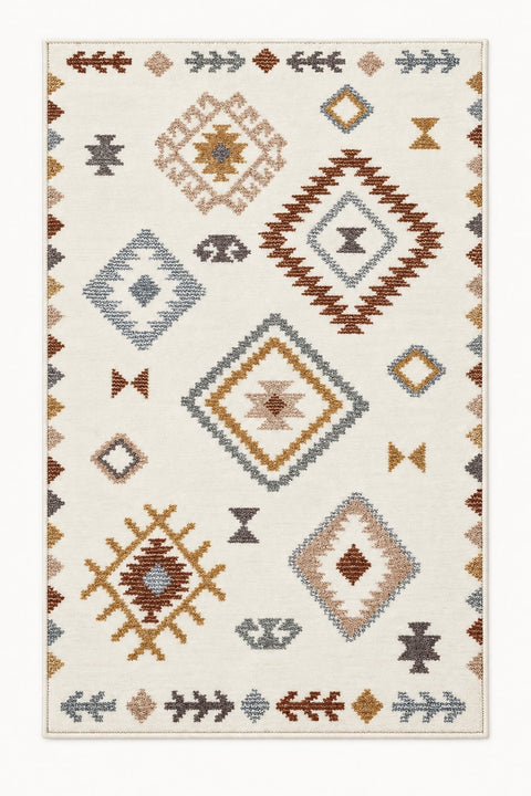 Printed Scandinavian Area Rug – Multicolor