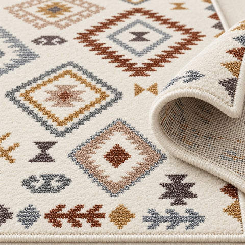 Printed Scandinavian Area Rug – Multicolor – texture close-up
