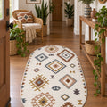 Printed Scandinavian Oval Rug – Multicolor in a hallway