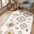 Printed Scandinavian Oval Rug – Multicolor in a living room