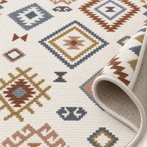 Printed Scandinavian Oval Rug – Multicolor – texture close-up