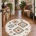 Printed Scandinavian Round Rug – Multicolor in a hallway