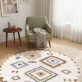 Printed Scandinavian Round Rug – Multicolor in a living room