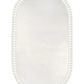 Puffy Geometric Boho Oval Rug – White