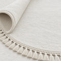 Puffy Geometric Boho Oval Rug – White – texture close-up