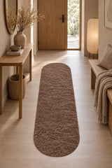 Puffy Plush Modern Oval Rug in a hallway