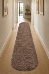 Puffy Plush Modern Oval Rug in a hallway