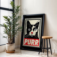 PURR Cat Pop Art Wall Print – Funny Cat Print, Vibrant Pop Fine Print, Andy Warhol Style Cat Decor