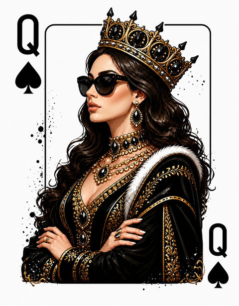 Queen of Spades Portrait Modern Pop Art Wall Art – Crowned Card Queen