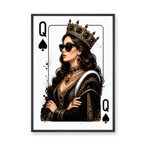 Queen of Spades Portrait Modern Pop Art Wall Art – Crowned Card Queen