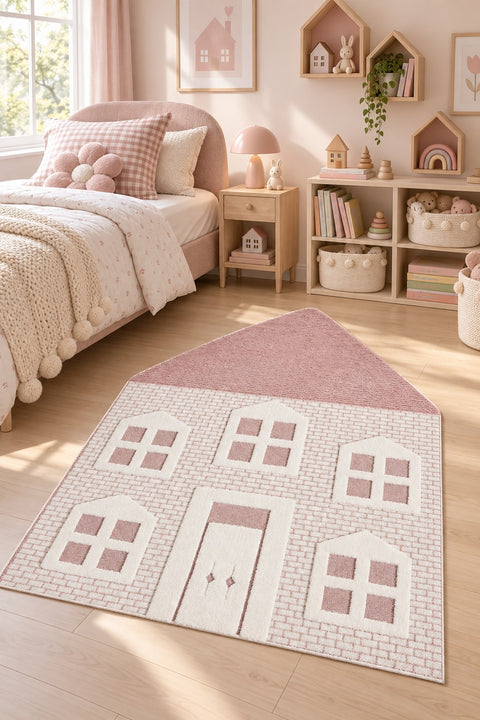 Quincey Kids Irregular Area Rug in a bedroom