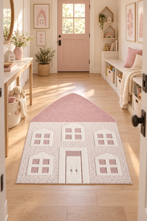 Quincey Kids Irregular Area Rug in a hallway