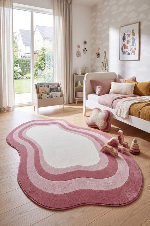 Quincey Kids Plush Area Rug – Light Pink in a nursery