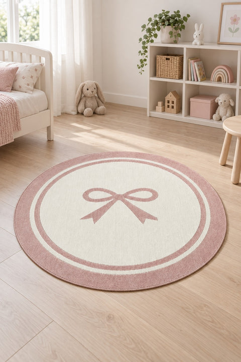 Quincey Kids Plush Area Rug – Pink & Pink in a nursery