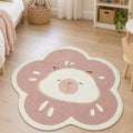 Quincey Kids Plush Area Rug – Pink & White in a nursery